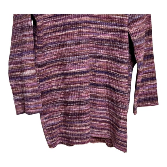 L*Space XS/S Button Down Knit Cardigan Duster Sweater Plum Purple Striped - Picture 6 of 9
